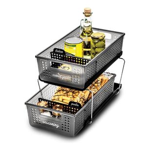 Madesmart 2 Level Storage with Divider Carbon