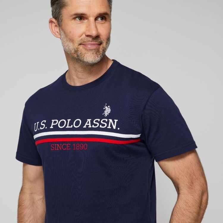 U.S. Polo Assn. Men's Branded Short Sleeve T-Shirt Navy