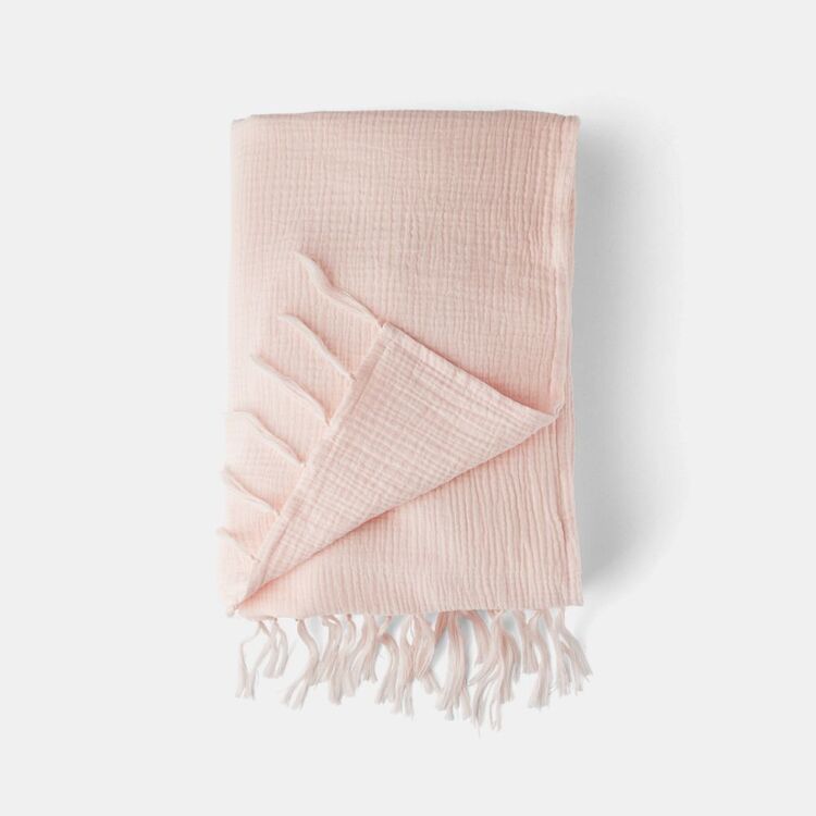 Mozi Moggs Cotton Throw Shell Pink