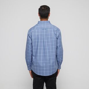 JC Lanyon Men's Mason Easy Care Long Sleeve Shirt Blue Check Large