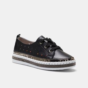 Just Bee Women's Casini Lace Up With Metallic Detail Black