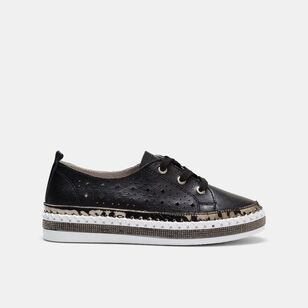 Just Bee Women's Casini Lace Up With Metallic Detail Black