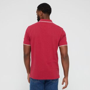 Jeff Banks Men's Core Tipped Logo Polo Red Marle