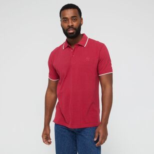 Jeff Banks Men's Core Tipped Logo Polo Red Marle