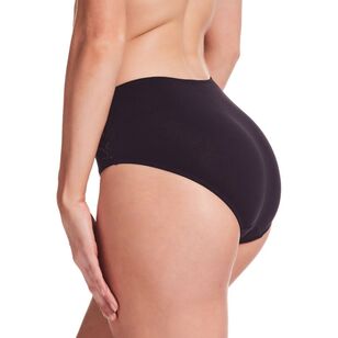 Kayser Women's Cotton & Stretch Corded Lace Full Brief Black