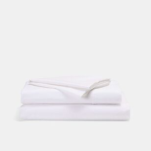 Chyka Home 300 TC Washed Cotton Percale Sheet Set White