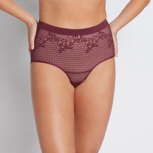 Fayreform Women's Smooth Lace Full Brief Wine