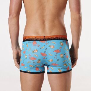 Mitch Dowd Men's Fun Flamingos Bamboo Fitted Trunk Turquoise