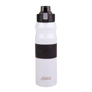 Oasis 600 ml Stainless Steel Flip Top Sport Bottle White