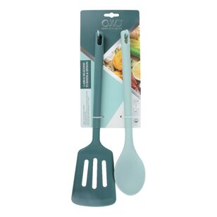 Cooking With Colour Spoon and Hole Turner with Plastic Handles