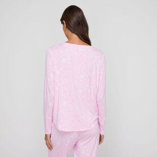 Sash & Rose Women's Bamboo Long Sleeve Sleep Top Pink