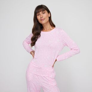 Sash & Rose Women's Bamboo Long Sleeve Sleep Top Pink Medium