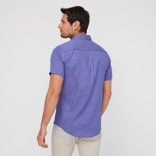 U.S. Polo Assn. Men's Check Short Sleeve Regular Fit Shirt Royal Blue Medium