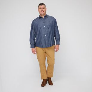 U.S. Polo Assn. Men's Big Dobby Long Sleeve Shirt Navy XX Large