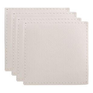 Maxwell & Williams Table Accents 10 x 10 cm Leather Look Cowhide Coaster 4 Pack Ivory