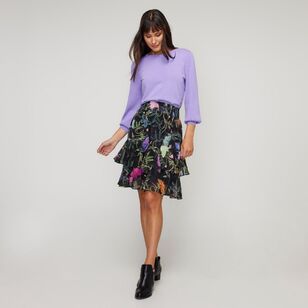Leona Edmiston Ruby Women's Textured Hem Sweater Lilac Large
