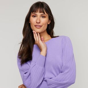 Leona Edmiston Ruby Women's Textured Hem Sweater Lilac Large