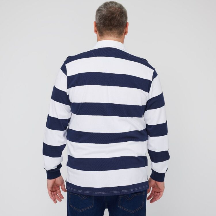 West Cape Classic Men's Kirkwall Block Stripe Rugby White & Navy