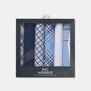 Nic Morris Men's Handkerchief Assorted 6 Pack Multicoloured & Blue One Size