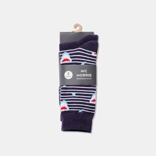 Nic Morris Men's Business Sock 2 Pack Blue Print