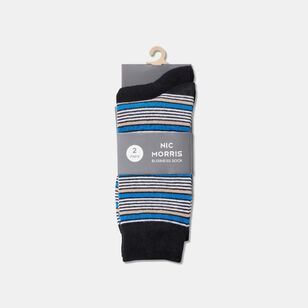 Nic Morris Men's Business Sock 2 Pack Blue Stripe
