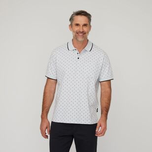 Bronson Casual Men's Wilby Bean Print Jersey Polo Light Blue XX Large
