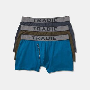 Tradie Black Men's Fly Front Fitted Trunk 3 Pack Navy Blue & Khaki