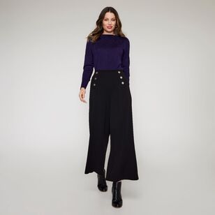 Leona Edmiston Ruby Women's Chevron Knit Top Royal Purple Large