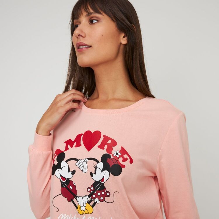 Disney Women's Mickey Minnie Supersoft Long Sleeve Top Pink
