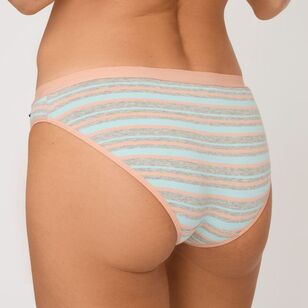 Underworks Women's Bikini Brief 3 Pack Blue Stripe