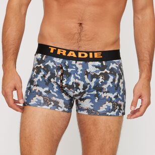 Tradie Black Men's Fly Front Fitted Trunk 3 Pack Blue & Grey