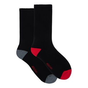 Underworks Men's All Day Heel & Toe Cushion Crew Socks 2 Pack Black Multicoloured