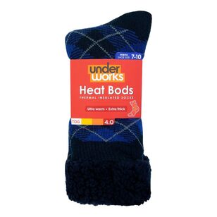 Underworks Men's Heat Bods Sherpa Sock Blue