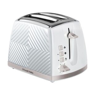 Russell Hobbs Groove 2 Slice Textured Toaster White RHT722WHI