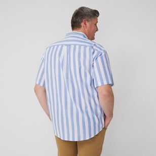 U.S. Polo Assn. Men's Big Cotton Slub Stripe Short Sleeve Shirt Navy