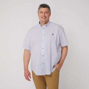 U.S. Polo Assn. Men's Big Geo Cotton Print Short Sleeve Shirt White