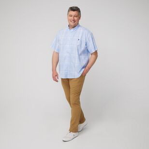 U.S. Polo Assn. Men's Big Yarn Dye Check Short Sleeve Shirt Blue XX Large