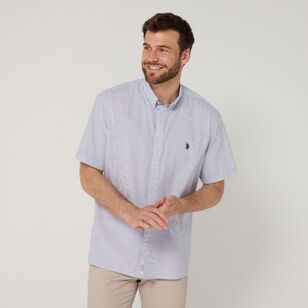 U.S. Polo Assn. Men's Yarn Dyed Check Short Sleeve Shirt Navy Large