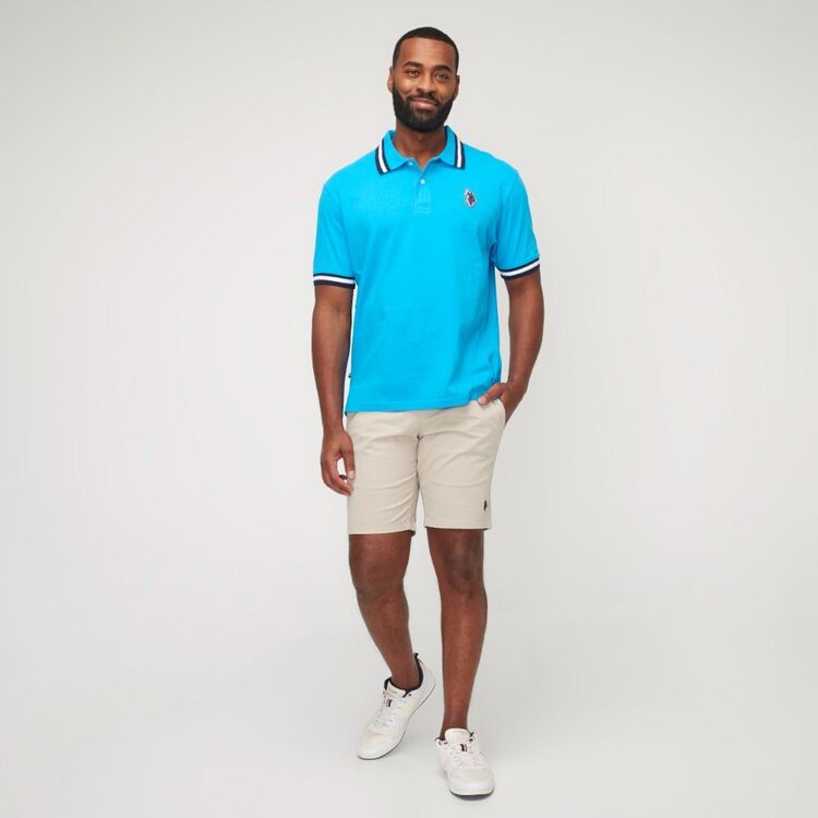 U.S. Polo Assn. Men's Logo Polo With Tipping Turquoise