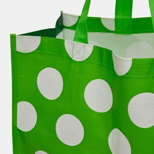 Harris Scarfe Green Polka Dot Medium Tote Shopping Bag