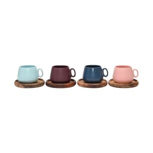 Coffee Culture 90 ml Espresso Cups with Coasters 4 Pack Bold Matte