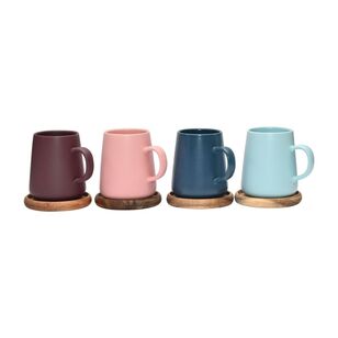 Coffee Culture 320 ml Espresso Mugs with Coasters 4 Pack Bold Matte