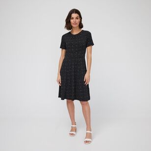 Khoko Smart Women's Jersey Mini Spot Empire Dress Black