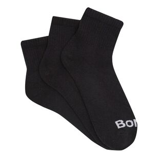 Bonds Men's Cushioned Quarter Crew Sock 3 Pack Black