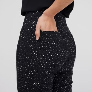 Khoko Smart Women's Bengalene Slim Fit Angled Pocket Pant Spot Print
