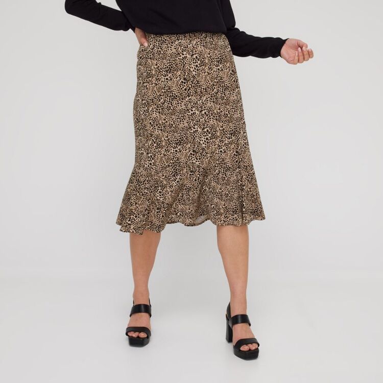 Khoko Smart Women's Jersey Asymmetrical Frill Skirt Animal