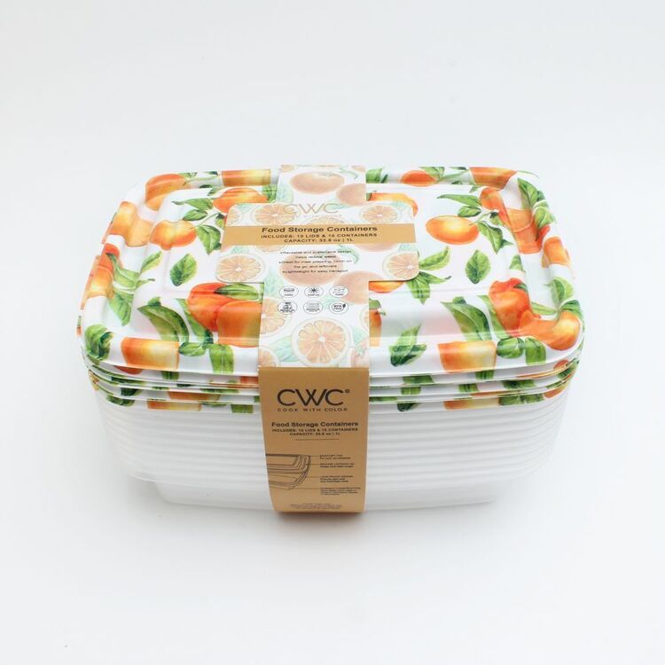 Cooking With Colour 20-Piece Rectangle Food Storage Orange