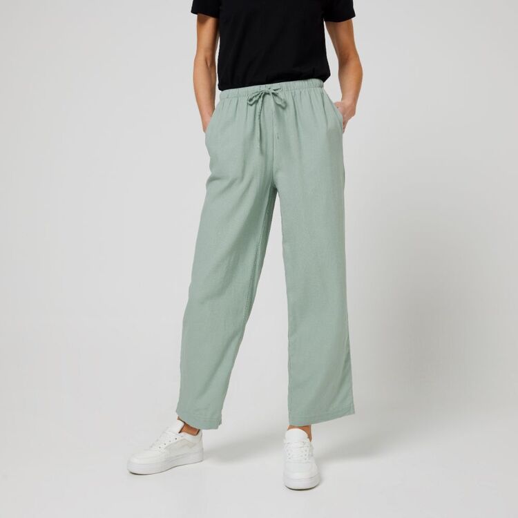 Khoko Collection Women's Linen Blend Pant with Drawstring Sage