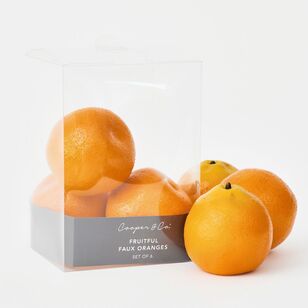 Cooper & Co Fruitful Faux Oranges 6 Piece Set Orange