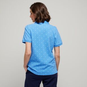 Khoko Collection Women's Cotton Pique Polo Shirt Spot Print